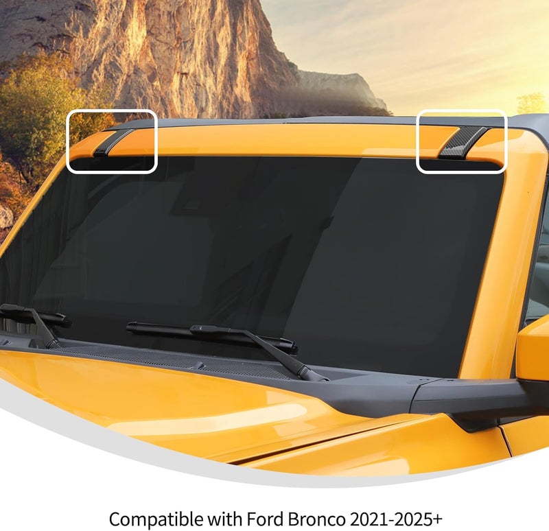 Linskip Windshield Pillar Accessory Replacement Fit for 2021-2025 Ford Bronco & Bronco Raptor Accessories, A-Pillar Base Emblem Cover Trim for 2/4 Door Bronco Accessories(Carbon Fiber Black) - Image 3